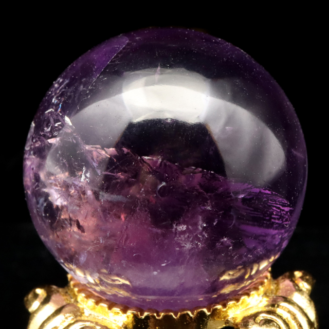 アメジスト 紫水晶 丸玉 ブラジル バイーア州産 直径約30mm 台座付き 1点もの スフィア 2月 誕生石 置き物