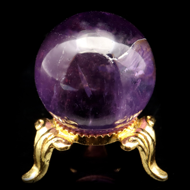 アメジスト 紫水晶 丸玉 ブラジル バイーア州産 直径約30mm 台座付き 1点もの スフィア 2月 誕生石 置き物