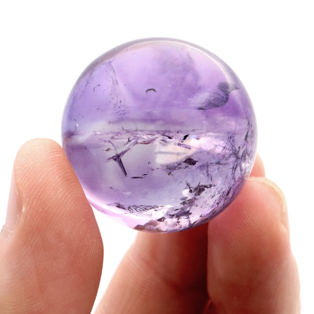アメジスト 紫水晶 丸玉 ブラジル バイーア州産 直径約30mm 台座付き 1点もの スフィア 2月 誕生石 置き物