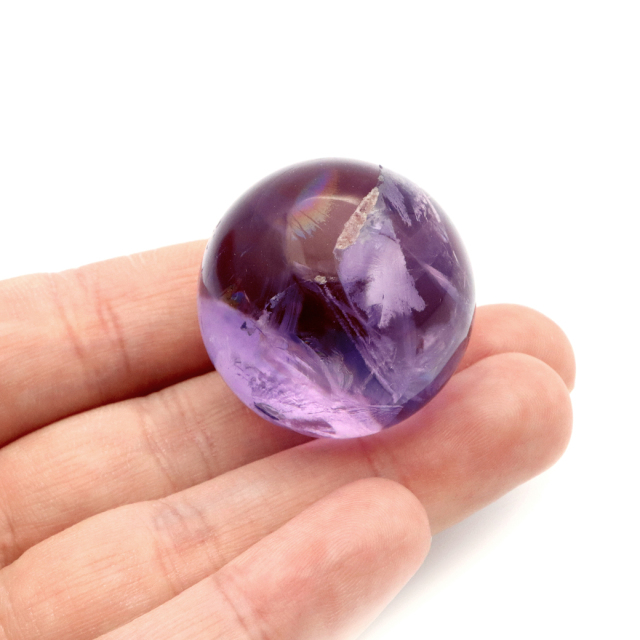 アメジスト 紫水晶 丸玉 ブラジル バイーア州産 直径約31mm 台座付き 1点もの スフィア 2月 誕生石 置き物