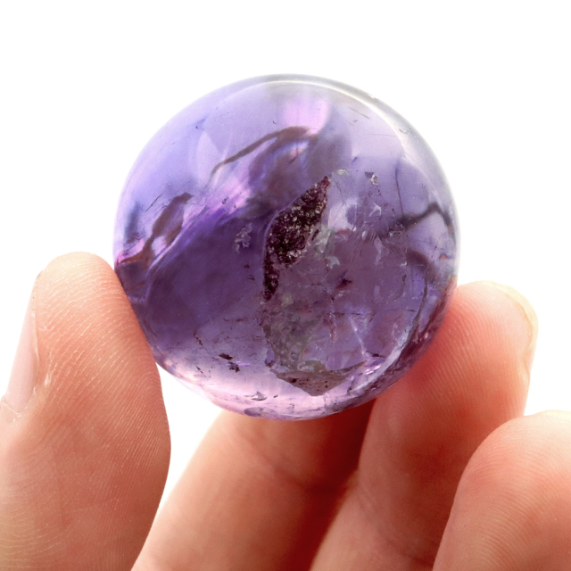 アメジスト 紫水晶 丸玉 ブラジル バイーア州産 直径約30mm 台座付き 1点もの スフィア 2月 誕生石 置き物