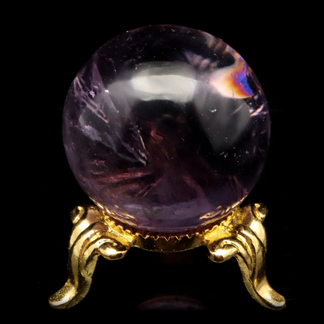 アメジスト 紫水晶 丸玉 ブラジル バイーア州産 直径約31mm 台座付き 1点もの スフィア 2月 誕生石 置き物
