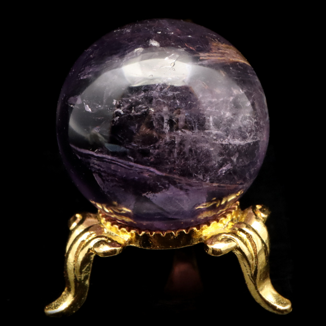 アメジスト 紫水晶 丸玉 ブラジル バイーア州産 直径約31mm 台座付き 1点もの スフィア 2月 誕生石 置き物