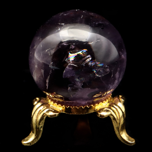 アメジスト 紫水晶 丸玉 ブラジル バイーア州産 直径約31mm 台座付き 1点もの スフィア 2月 誕生石 置き物