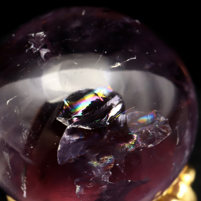 アメジスト 紫水晶 丸玉 ブラジル バイーア州産 直径約31mm 台座付き 1点もの スフィア 2月 誕生石 置き物