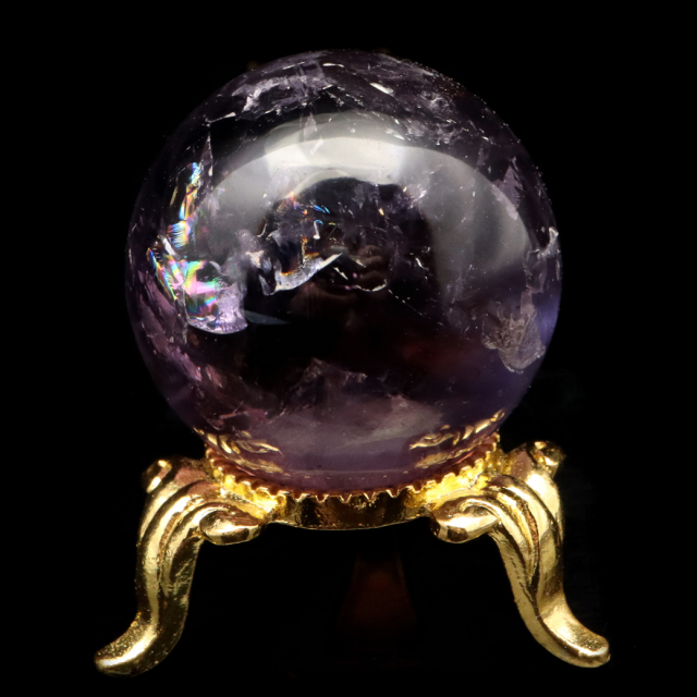 アメジスト 紫水晶 丸玉 ブラジル バイーア州産 直径約31mm 台座付き 1点もの スフィア 2月 誕生石 置き物