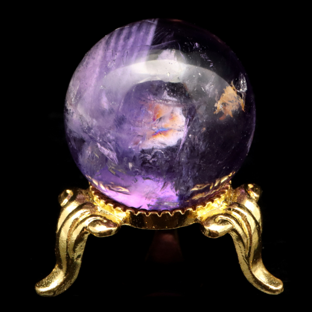アメジスト 紫水晶 丸玉 ブラジル バイーア州産 直径約28mm 台座付き 1点もの スフィア 2月 誕生石 置き物