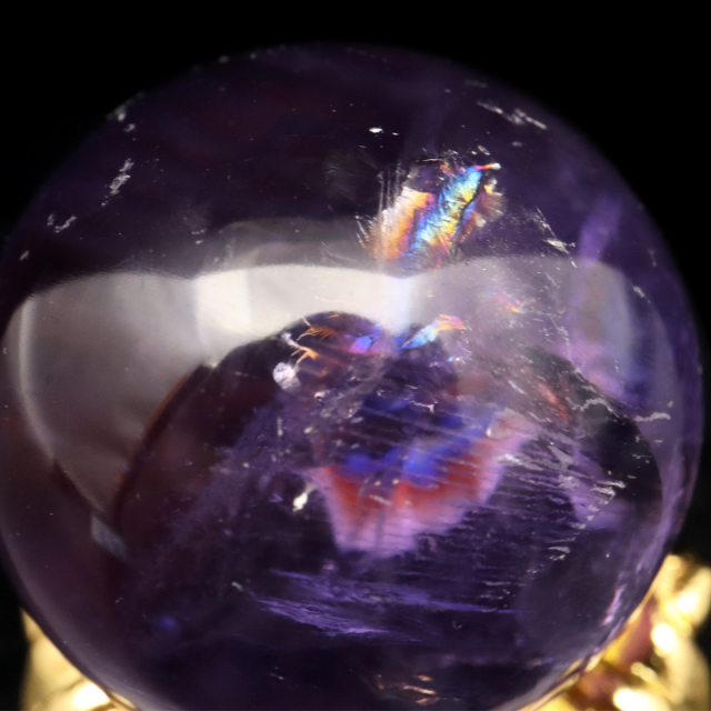 アメジスト 紫水晶 丸玉 ブラジル バイーア州産 直径約28mm 台座付き 1点もの スフィア 2月 誕生石 置き物