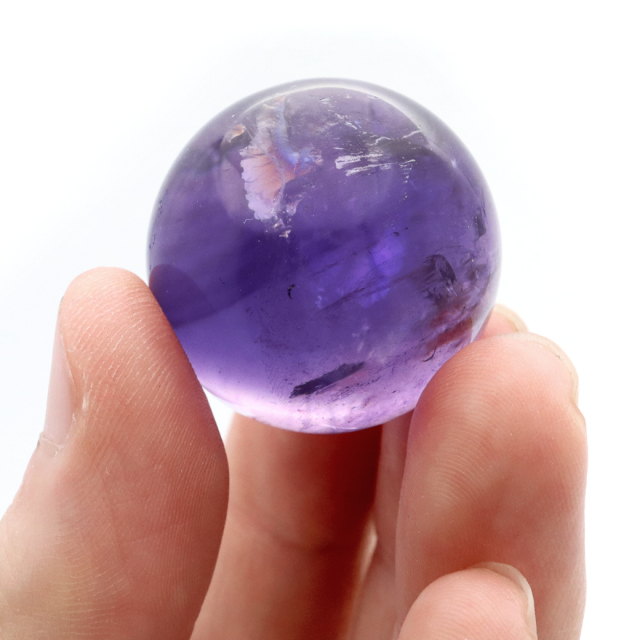アメジスト 紫水晶 丸玉 ブラジル バイーア州産 直径約28mm 台座付き 1点もの スフィア 2月 誕生石 置き物