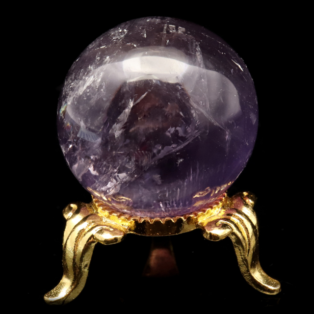 アメジスト 紫水晶 丸玉 ブラジル バイーア州産 直径約31mm 台座付き 1点もの スフィア 2月 誕生石 置き物