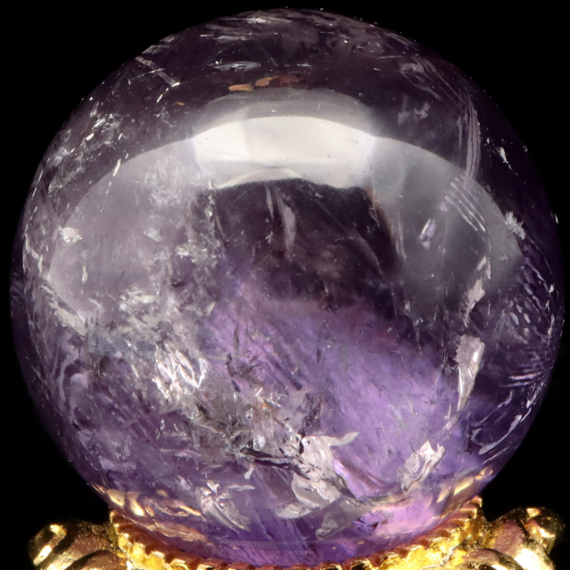アメジスト 紫水晶 丸玉 ブラジル バイーア州産 直径約31mm 台座付き 1点もの スフィア 2月 誕生石 置き物