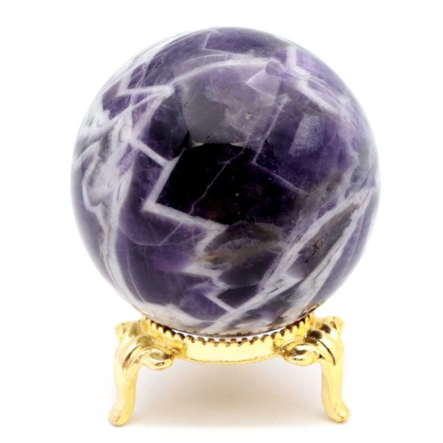 シェブロン アメジスト 丸玉 AA 台座付き ブラジル産 1点もの ヒーリング スフィア 2月 誕生石 Amethyst