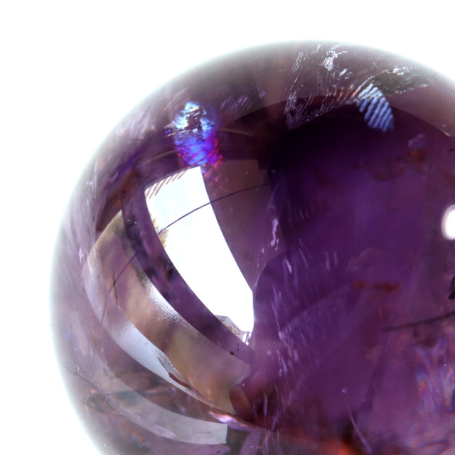 アメジスト 紫水晶 丸玉 虹入り レインボー ブラジル バイーア州産 AAA 直径約44mm 台座付き 1点もの スフィア 2月 誕生石 置き物