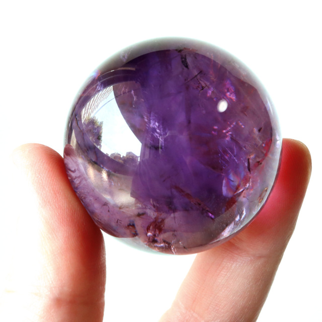 アメジスト 紫水晶 丸玉 虹入り レインボー ブラジル バイーア州