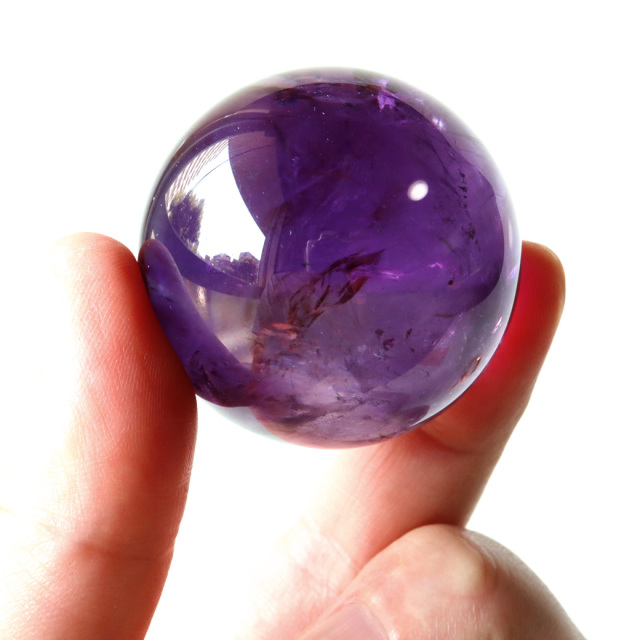 【高品質】濃紫　ブラジル産　アメジストスフィア　紫水晶　約4.3cm 台座付 高品質]ブラジル産アメジスト丸玉/スフィア（球体直径46.8mm