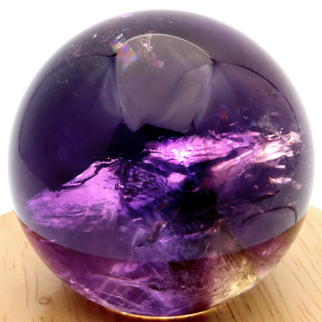 アメジスト 紫水晶 丸玉 ブラジル バイーア州産 直径約64mm LEDライト 台座付き 1点もの スフィア 2月 誕生石 置き物