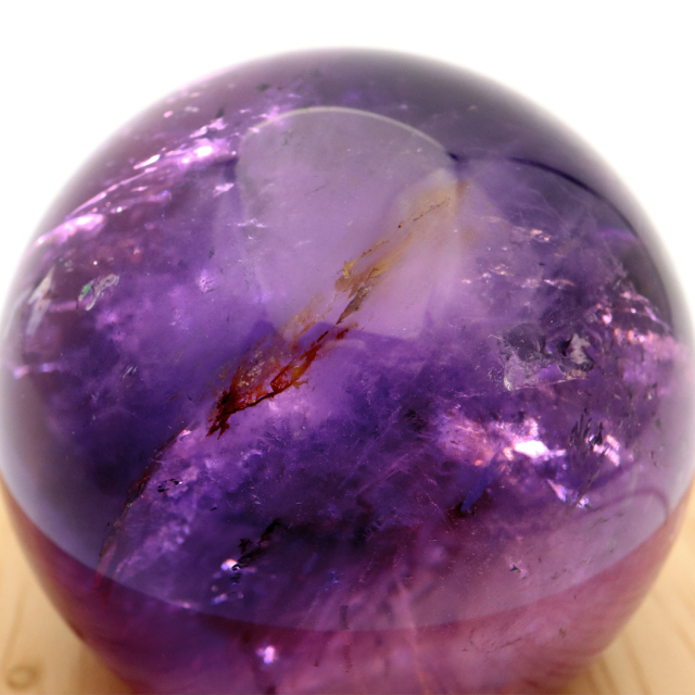 アメジスト 紫水晶 丸玉 ブラジル バイーア州産 直径約54mm LEDライト 台座付き 1点もの スフィア 2月 誕生石 置き物