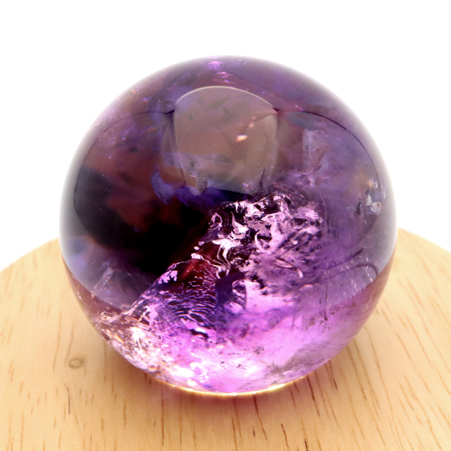 アメジスト 紫水晶 丸玉 ブラジル バイーア州産 直径約54mm LEDライト 台座付き 1点もの スフィア 2月 誕生石 置き物