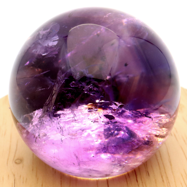 アメジスト 紫水晶 丸玉 ブラジル バイーア州産 直径約54mm LEDライト 台座付き 1点もの スフィア 2月 誕生石 置き物