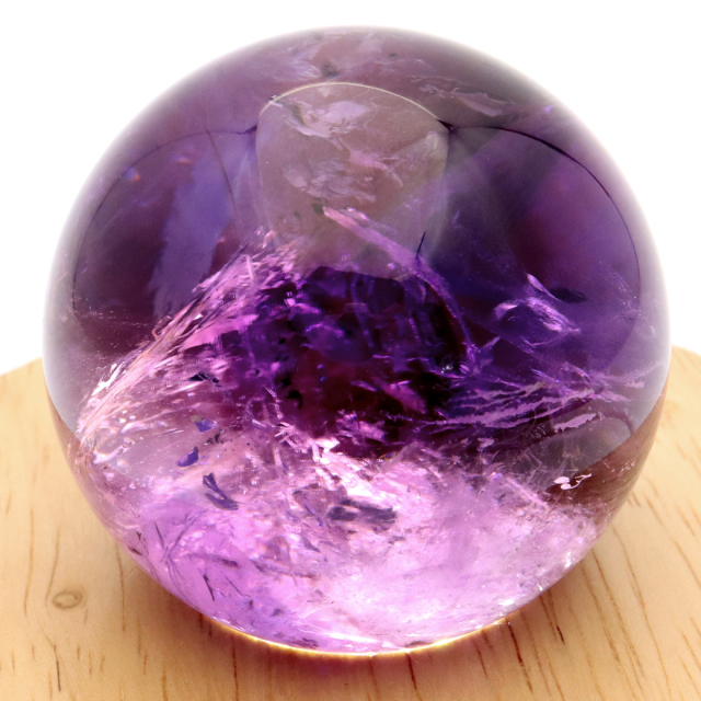 アメジスト 紫水晶 丸玉 ブラジル バイーア州産 直径約54mm LEDライト 台座付き 1点もの スフィア 2月 誕生石 置き物