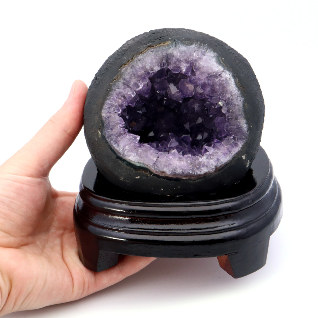 アメジスト ドーム 約1kg 小型 卓上サイズ 紫水晶 ジオード 晶洞 天然石 ウルグアイ産 1点物 台座付き 濃紫