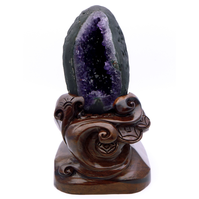 アメジスト ドーム 約1.2kg 黒檀 台座付き 紫水晶 ジオード 晶洞