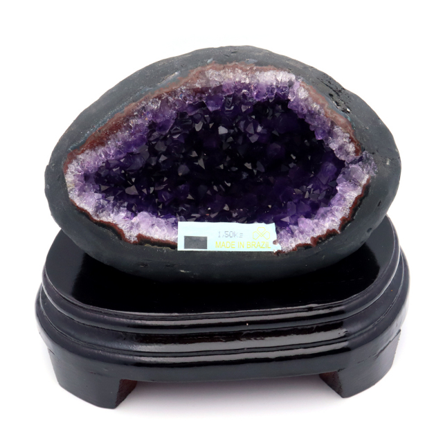 アメジスト ドーム 約1.5kg 小型 卓上サイズ 紫水晶 ジオード 晶洞 天然石 ウルグアイ産 1点物 台座付き 濃紫