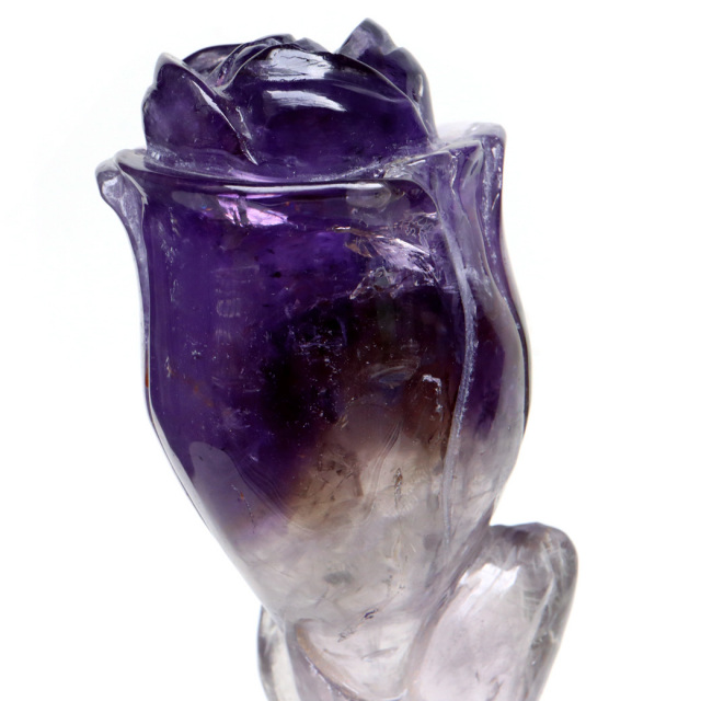 アメジスト チューリップ 置き物 479g ブラジル バイーア州産 アメトリン 紫水晶 彫り物 彫刻 天然石 1点もの Amethyst