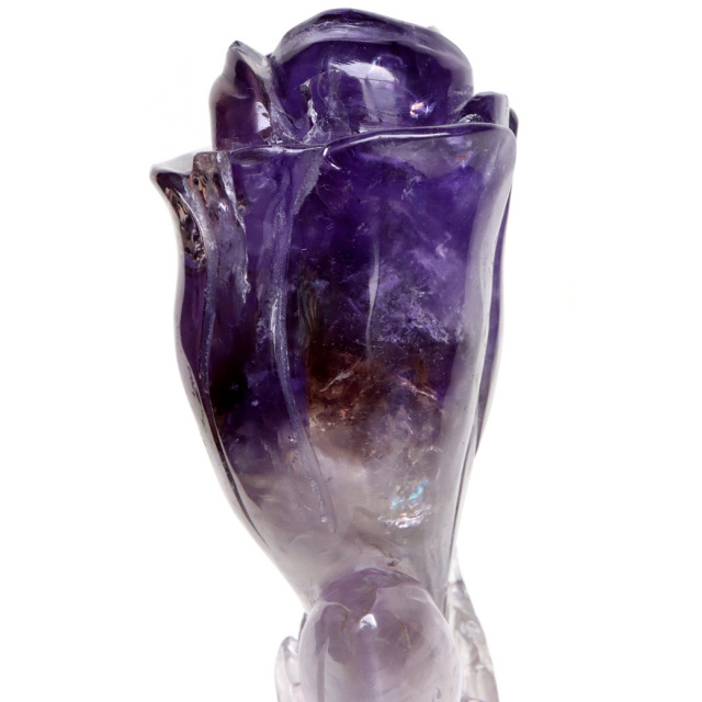 アメジスト チューリップ 置き物 479g ブラジル バイーア州産 アメトリン 紫水晶 彫り物 彫刻 天然石 1点もの Amethyst
