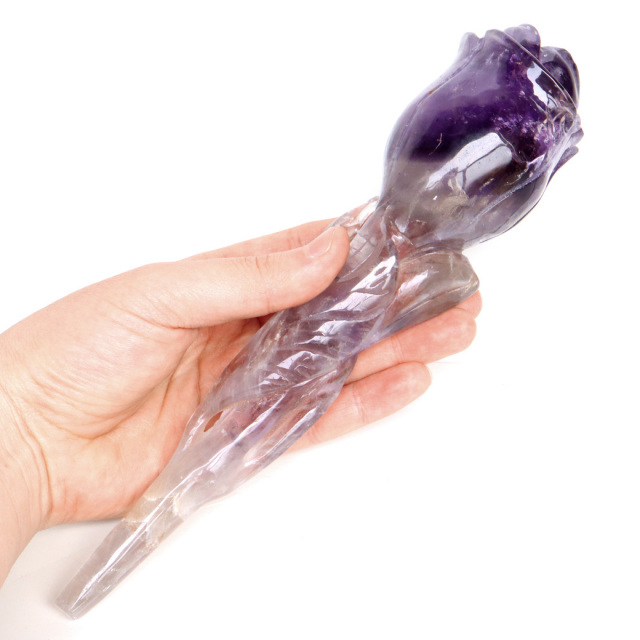 アメジスト チューリップ 置き物 479g ブラジル バイーア州産 アメトリン 紫水晶 彫り物 彫刻 天然石 1点もの Amethyst