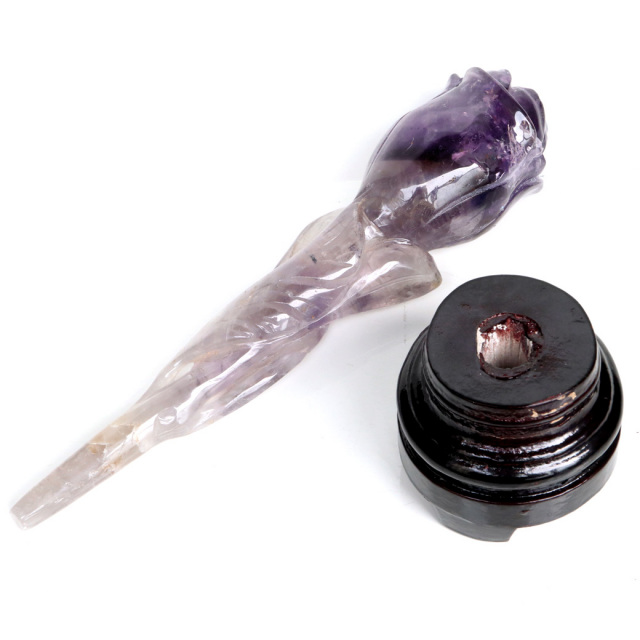 アメジスト チューリップ 置き物 479g ブラジル バイーア州産 アメトリン 紫水晶 彫り物 彫刻 天然石 1点もの Amethyst