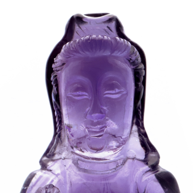 アメジスト 観音様 置き物 123g ブラジル バイーア州産 紫水晶 彫刻 彫り物 ヒーリング 天然石 1点もの