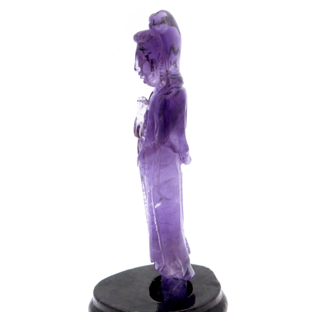 アメジスト 観音様 置き物 123g ブラジル バイーア州産 紫水晶 彫刻 彫り物 ヒーリング 天然石 1点もの