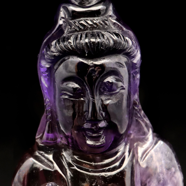 アメジスト 観音様 置き物 171g ブラジル バイーア州産 アメトリン 紫水晶 彫刻 彫り物 ヒーリング 天然石 1点もの