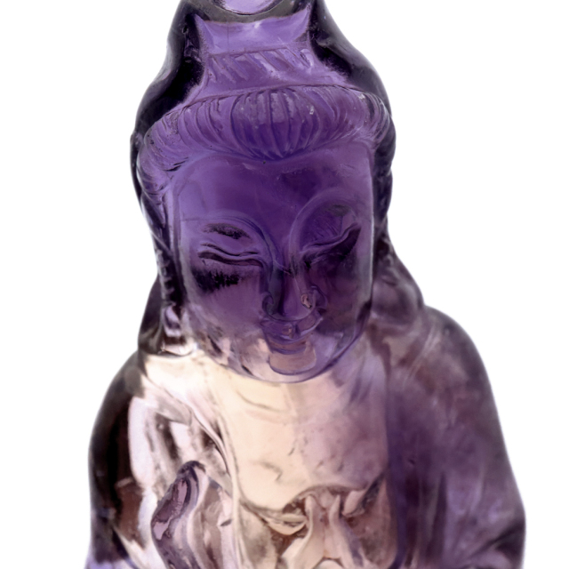 アメジスト 観音様 置き物 171g ブラジル バイーア州産 アメトリン 紫水晶 彫刻 彫り物 ヒーリング 天然石 1点もの