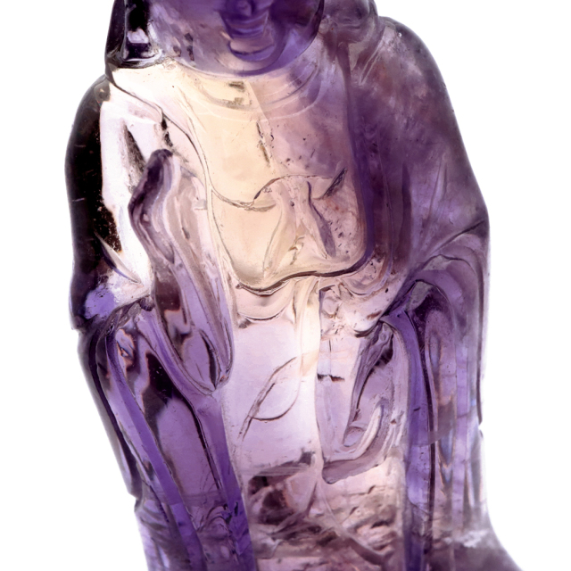 アメジスト 観音様 置き物 171g ブラジル バイーア州産 アメトリン 紫水晶 彫刻 彫り物 ヒーリング 天然石 1点もの