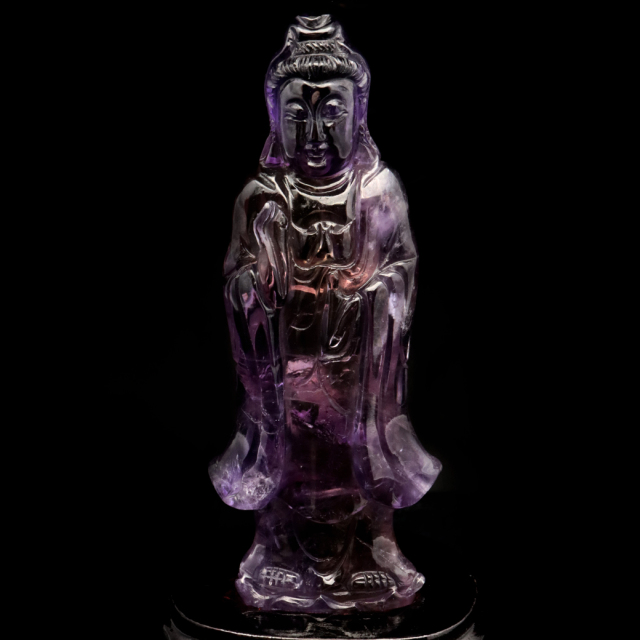 アメジスト 観音様 置き物 171g ブラジル バイーア州産 アメトリン 紫水晶 彫刻 彫り物 ヒーリング 天然石 1点もの