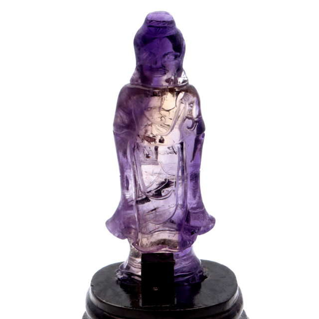 アメジスト 観音様 置き物 171g ブラジル バイーア州産 アメトリン 紫水晶 彫刻 彫り物 ヒーリング 天然石 1点もの