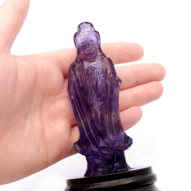 アメジスト 観音様 置き物 197g ブラジル バイーア州産 紫水晶