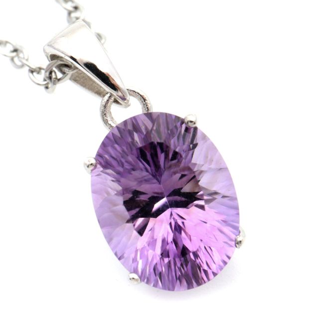 アメジスト ネックレス 天然石 ペンダント 宝石質 Silver925 オーバルカット 2月 誕生石