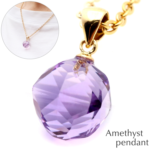 アメジスト ペンダント トップ 紫水晶 天然石 パワーストーン 2月 誕生石 スターカットキラキラ おしゃれ ネックレス