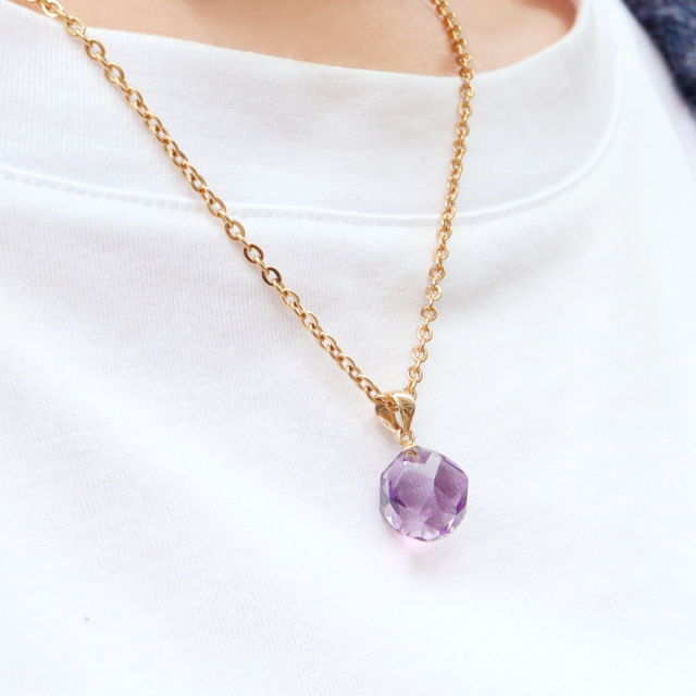 アメジスト ペンダント トップ 紫水晶 天然石 パワーストーン 2月 誕生石 スターカットキラキラ おしゃれ ネックレス