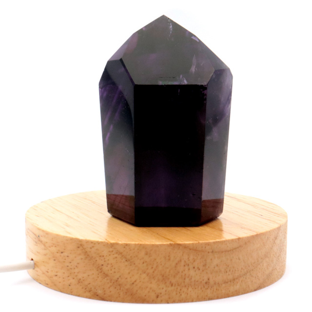 アメジスト 六角柱 ポイント LEDライト付き 1点もの ブラジル バイーア州産 紫水晶 原石 置き物 浄化 2月 誕生石