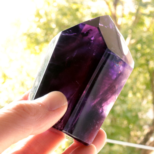 アメジスト 六角柱 ポイント LEDライト付き 1点もの ブラジル バイーア州産 紫水晶 原石 置き物 浄化 2月 誕生石