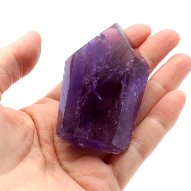 アメジスト 六角柱 ポイント 研磨仕上げ 1点もの ブラジル バイーア州産 紫水晶 原石 置き物 浄化 2月 誕生石 卓上サイズ