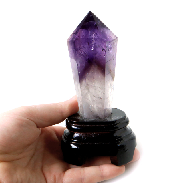 アメジスト ポイント 六角柱 置き物 270g ブラジル バイーア州産 アメトリン 紫水晶 ヒーリング 天然石 1点もの Amethyst