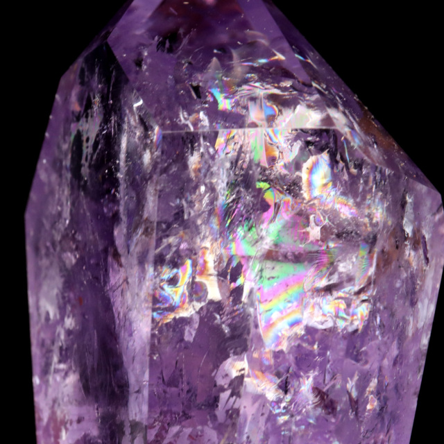 アメジスト 六角柱 ポイント 1点もの ボリビア産 AAA 虹入り レインボー 紫水晶 原石 置き物 浄化 2月 誕生石 卓上サイズ Amethyst