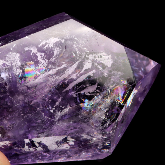 アメジスト 六角柱 ポイント 1点もの ボリビア産 AAA 虹入り レインボー 紫水晶 原石 置き物 浄化 2月 誕生石 卓上サイズ Amethyst