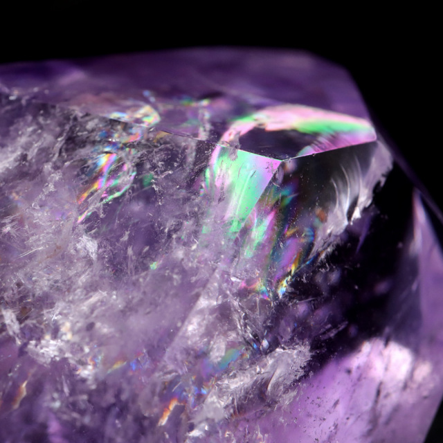 アメジスト 六角柱 ポイント 1点もの ボリビア産 AAA 虹入り レインボー 紫水晶 原石 置き物 浄化 2月 誕生石 卓上サイズ Amethyst