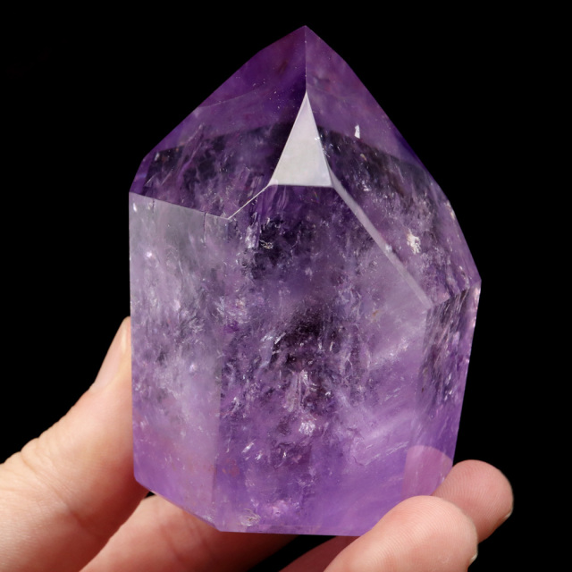 アメジスト 六角柱 ポイント 1点もの ボリビア産 AAA 虹入り レインボー 紫水晶 原石 置き物 浄化 2月 誕生石 卓上サイズ Amethyst